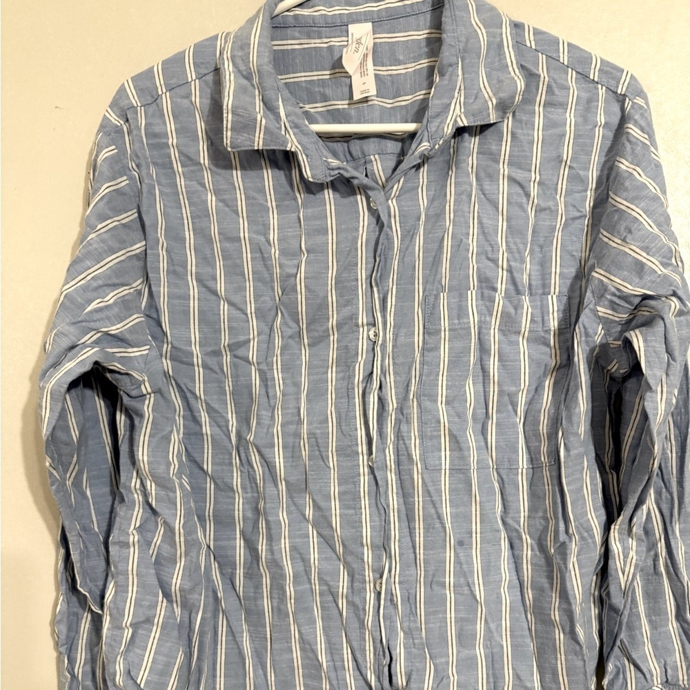Arden Blue Striped Button-Up Shirt Size Small
